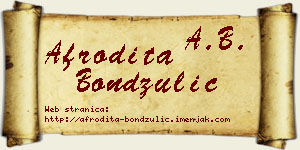 Afrodita Bondžulić vizit kartica